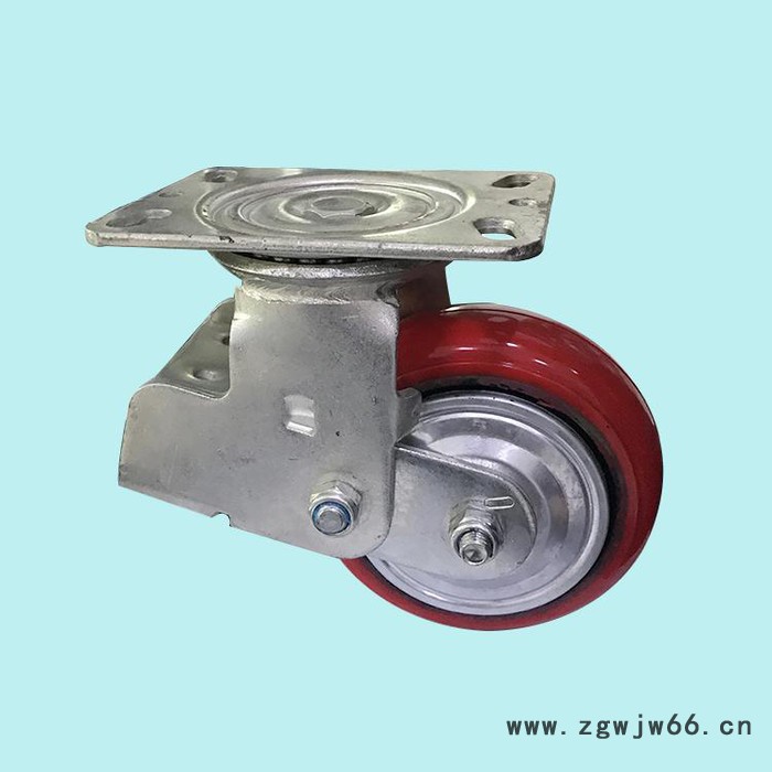 【足王脚轮】 胶块双减震机构铁芯聚氨酯轮  胶块双减震机构铁芯聚氨酯万向轮图3