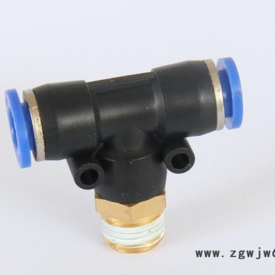 气动元件空压机气管快速接头外螺纹三通PB4-0102气动接头