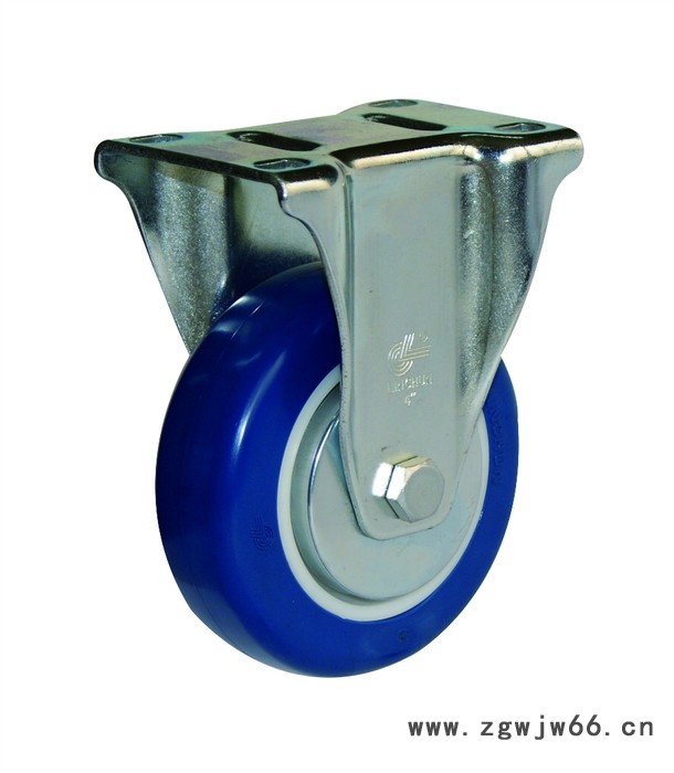 供应驰远脚轮2B-4″蓝色静音PU万向轮工业脚轮、脚轮、万向轮、PU轮图2