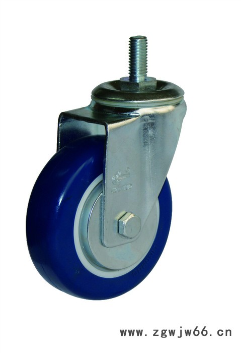 供应驰远脚轮2B-4″蓝色静音PU万向轮工业脚轮、脚轮、万向轮、PU轮图3