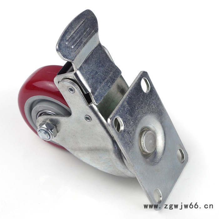 胜鹏万向轮 3寸pvc中型双轴万向刹车枣红轮图5