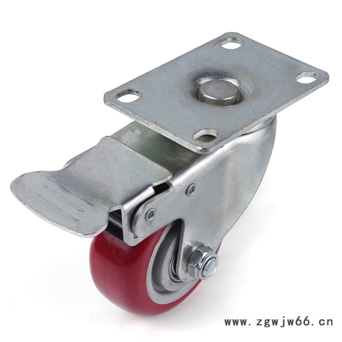 胜鹏万向轮 3寸pvc中型双轴万向刹车枣红轮图3