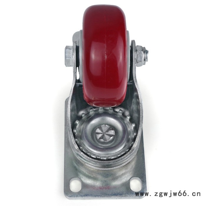 胜鹏万向轮 3寸pvc中型双轴万向刹车枣红轮图2