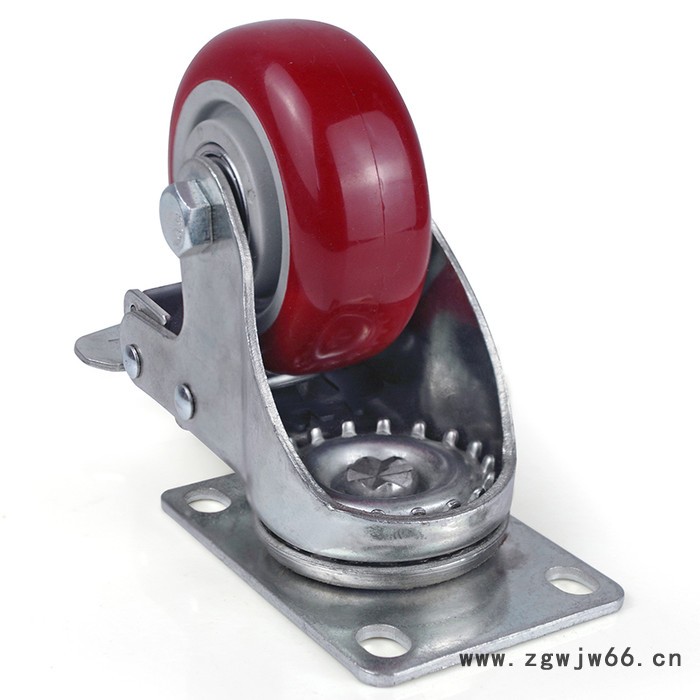胜鹏万向轮 3寸pvc中型双轴万向刹车枣红轮图4