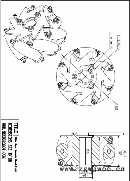 60毫米乐高（LEGO)兼容铝万向轮图3