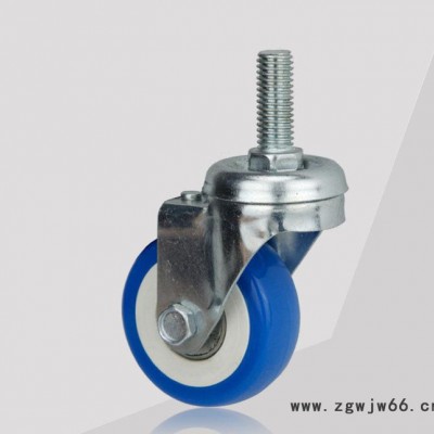 直销2寸聚氨酯万向轮轻型脚轮拖车小车轮子车轮双轴蓝