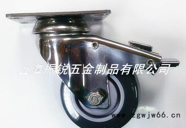 供应厂家3寸不锈钢PU刹车脚轮.万向轮图2