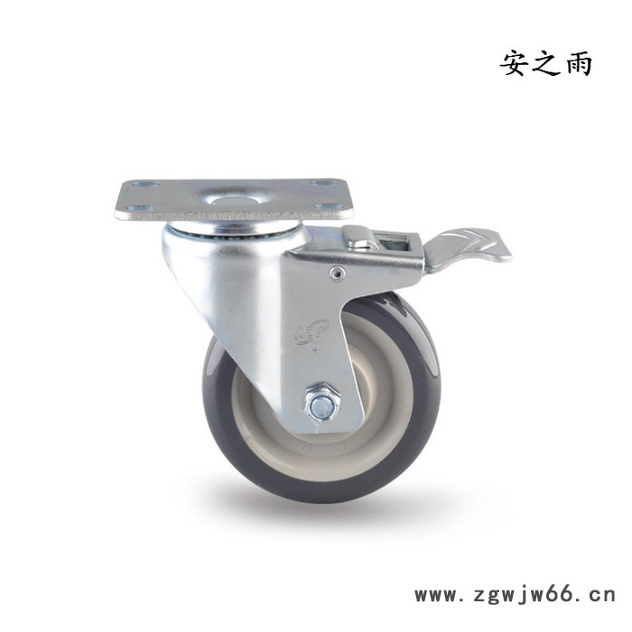 安之雨4寸 4寸中型脚轮  聚氨酯万向轮  工业物流脚轮图3