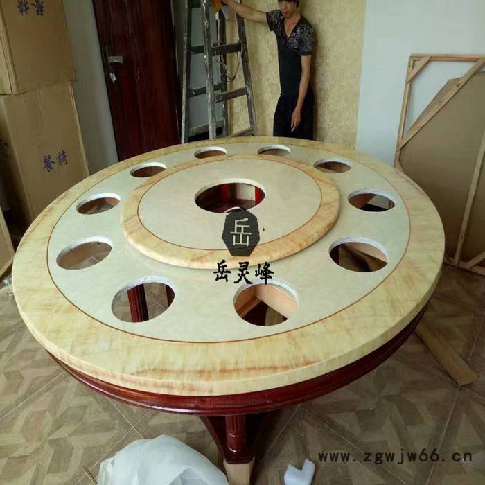 岚慧36520 电动餐桌转盘电动机安装风格中式颜色红色图3