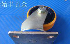 特重型5寸黄色铁心聚胺脂万向轮,工业轮万向轮手推车轮脚轮轮子图2