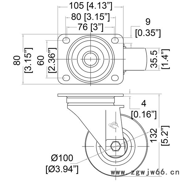 Penn ElcomW9000Z W9008脚轮/万向轮图2