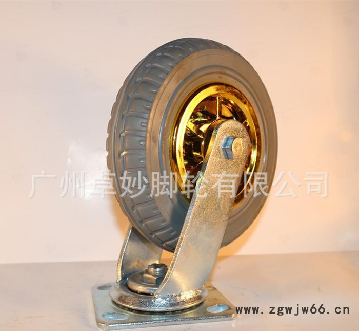 特价**8寸镀金灰橡胶万向轮高弹力材质无声小吃车推车轮子图3