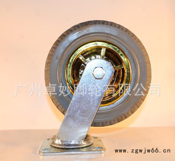 特价**8寸镀金灰橡胶万向轮高弹力材质无声小吃车推车轮子图2