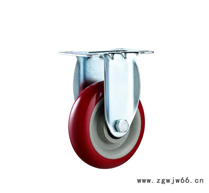 直销枣红3寸PU脚轮静音中型万向轮拖车轮子小车车轮工业轮图2