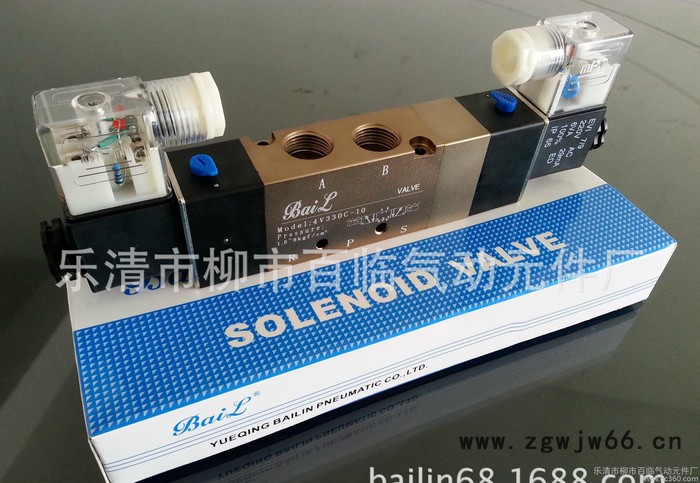 气动元件,五通电磁阀,电控电磁阀,4v330-10电磁阀,批发：4V330-10