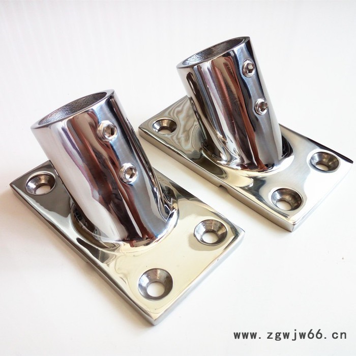 万得 货源直销 **不锈钢316方底管座60度 1 游艇栏杆 船用五金配件 316不锈钢管座图4