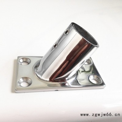 万得 货源直销 **不锈钢316方底管座60度 1 游艇栏杆 船用五金配件 316不锈钢管座