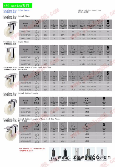 SUS304不锈钢脚轮|不锈钢尼龙轮万向轮|**304不锈钢脚轮生产厂家|不锈钢平板万向轮 不锈钢尼龙脚轮万向轮图2