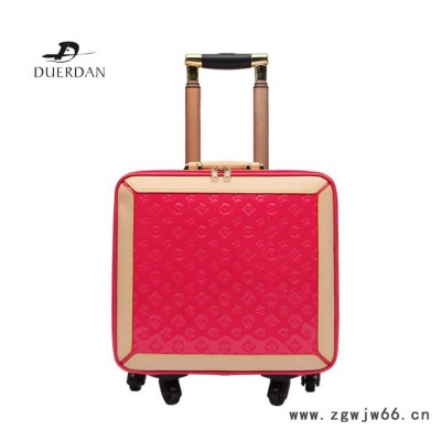 都尔丹 红色婚庆14寸皮箱万向轮拉杆箱女行李箱新娘旅行箱