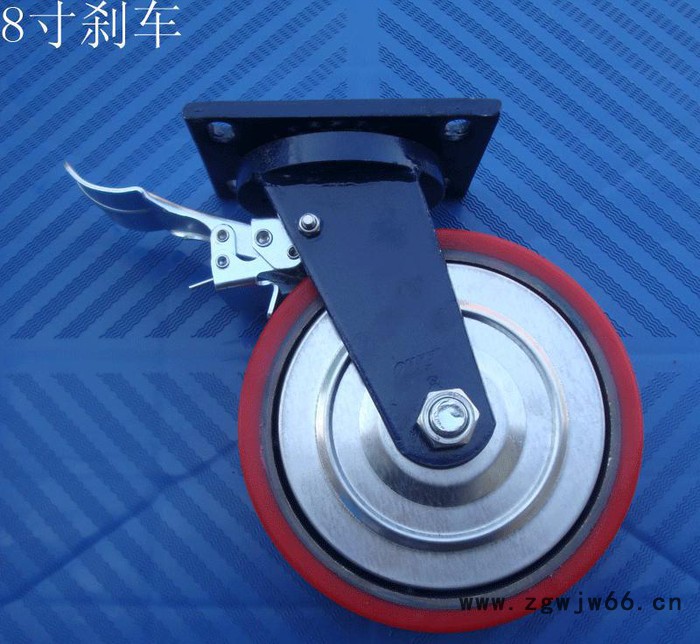 特重型8寸铁心聚胺脂刹车轮.万向轮工业轮铁心PU轮平板车轮脚轮图3