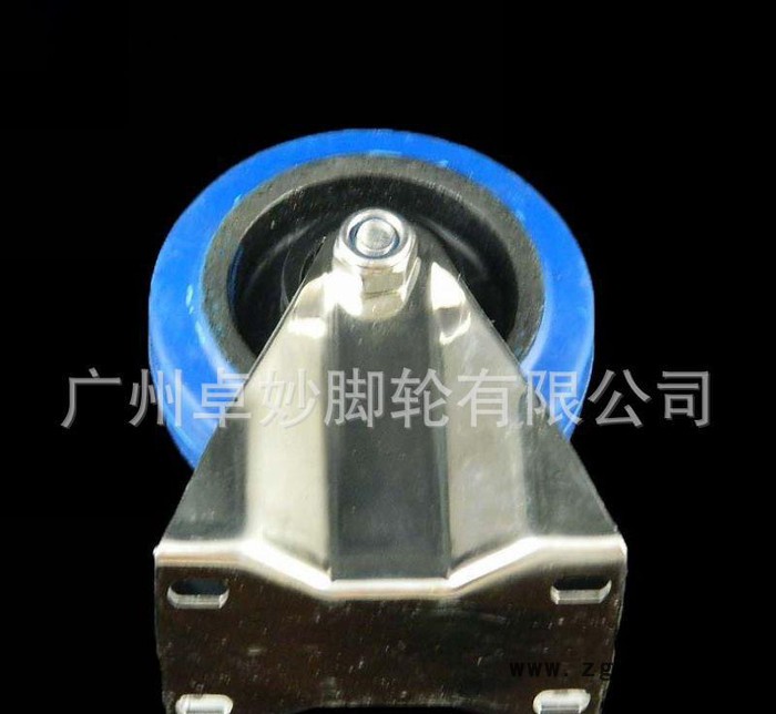 直销3寸不锈钢万向轮活动轮子/蓝色橡胶静音弹力减震轮子图3