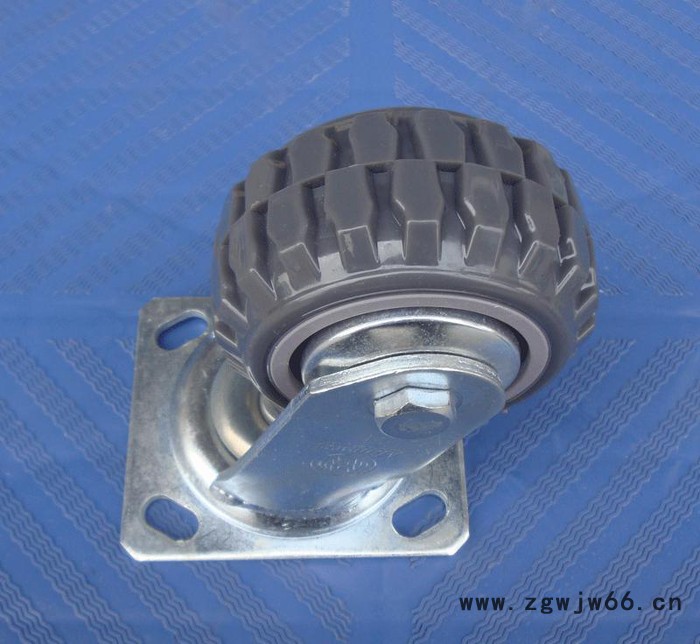 重型A款4寸聚胺脂峰火万向轮.工业轮双轴承轮脚轮轮子平板车轮图3