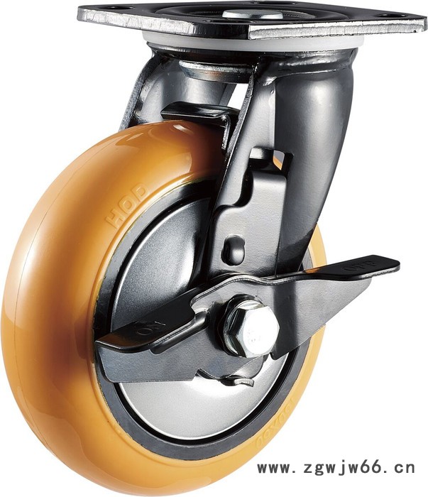 厚德万向轮定向轮子刹车轮双轴承重型工业脚轮防缠聚氨酯PU轮推车纺织设备轮图2