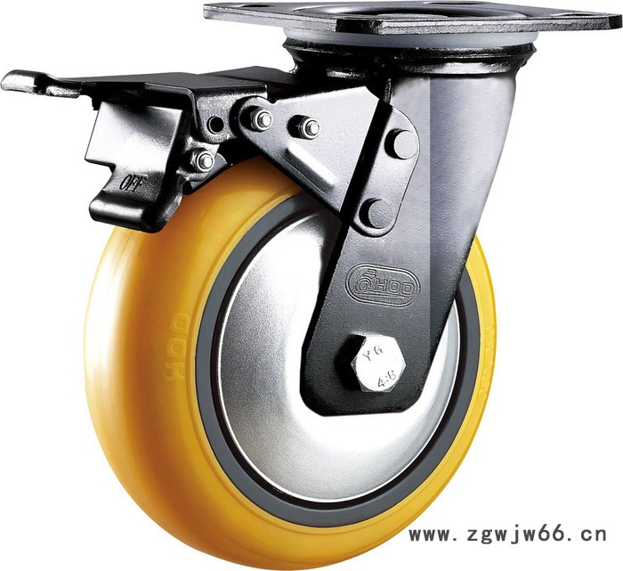 厚德万向轮定向轮子刹车轮双轴承重型工业脚轮防缠聚氨酯PU轮推车纺织设备轮图5