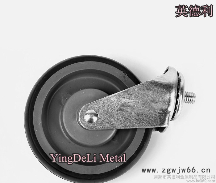 超市手推车轮子，购物车脚轮，PU双轴载重轮，万向轮图3