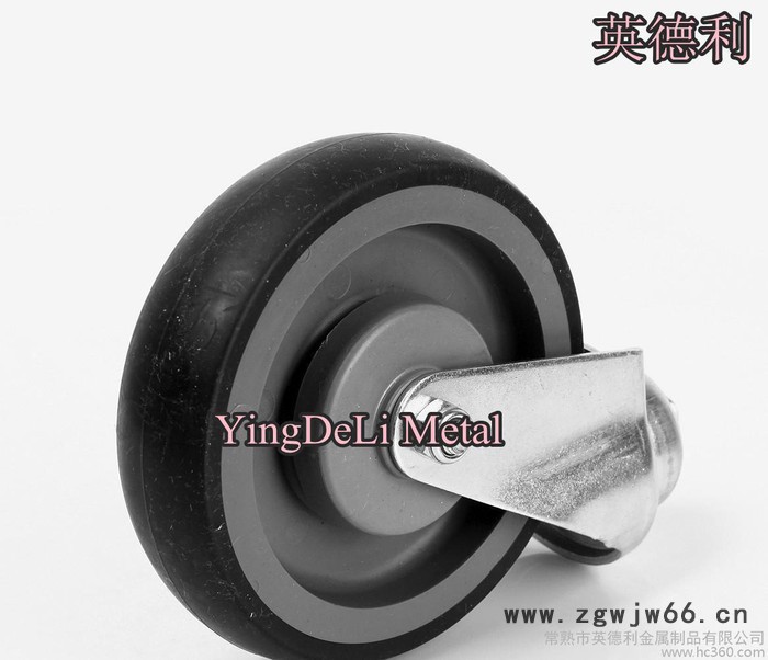 超市手推车轮子，购物车脚轮，PU双轴载重轮，万向轮图2