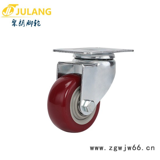 聚朗JL0305A-03C 3寸中型枣红双轴万向轮聚氨酯脚轮 万向带刹车 定向推车轮子图5