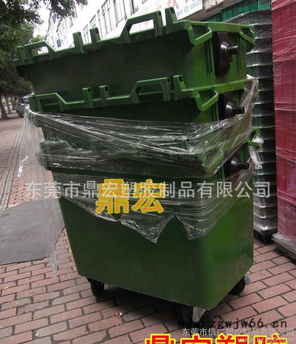 现货街道塑料垃圾桶 绿色660升万向轮塑胶垃圾桶 环卫垃圾桶