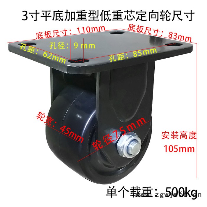 胜鹏万向轮厂家 3寸加重型低重心固定轮图2