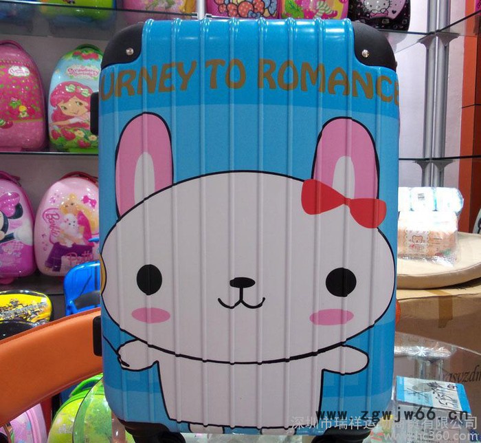2014新款拉杆箱可爱蓝色小兔旅行箱 24寸拉杆箱万向轮时尚图3