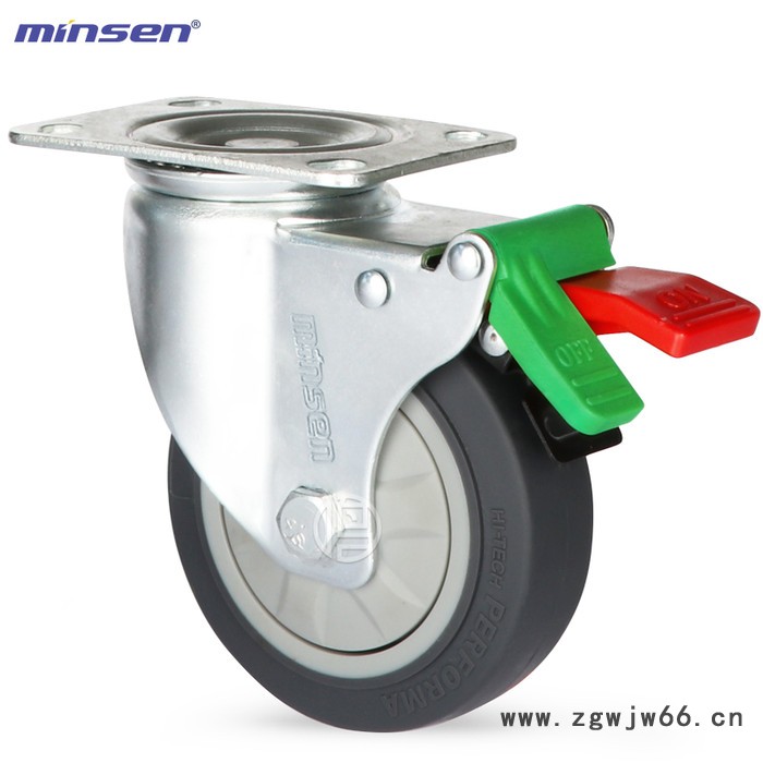 鸣升（MINSEN）中型TPR轮 静音2.5/3/4/5寸轱辘万向轮、TPR脚轮、手推车轮子图2