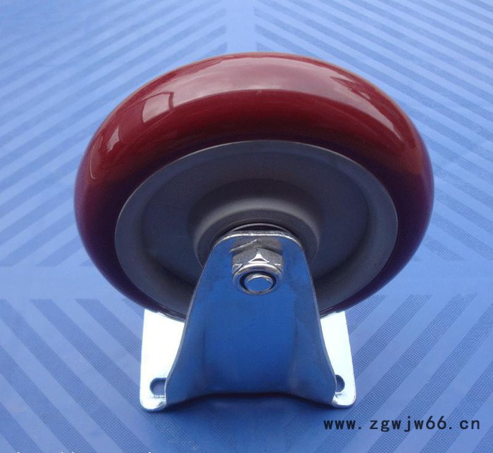 中型5寸双轴栆红聚胺脂定向轮.3寸4寸万向轮工业轮货架轮轮子图2