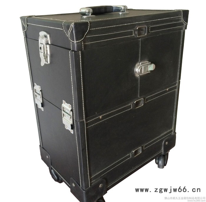 060大量复古专业拉杆万向轮双开化妆箱 美容美甲纹绣箱图2
