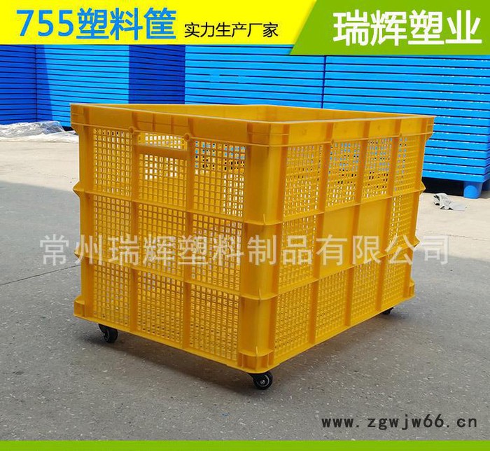 移动带轮子塑胶周转筐 超大加厚配万向轮塑料周转筐 长方形蔬菜框图3