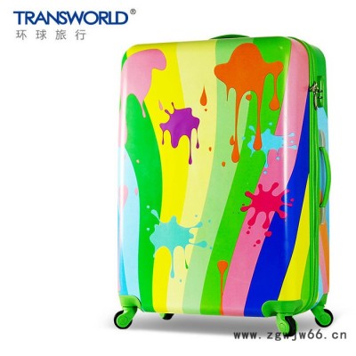 Transworld彩色旅行箱 24寸学生行李箱 万向轮女潮
