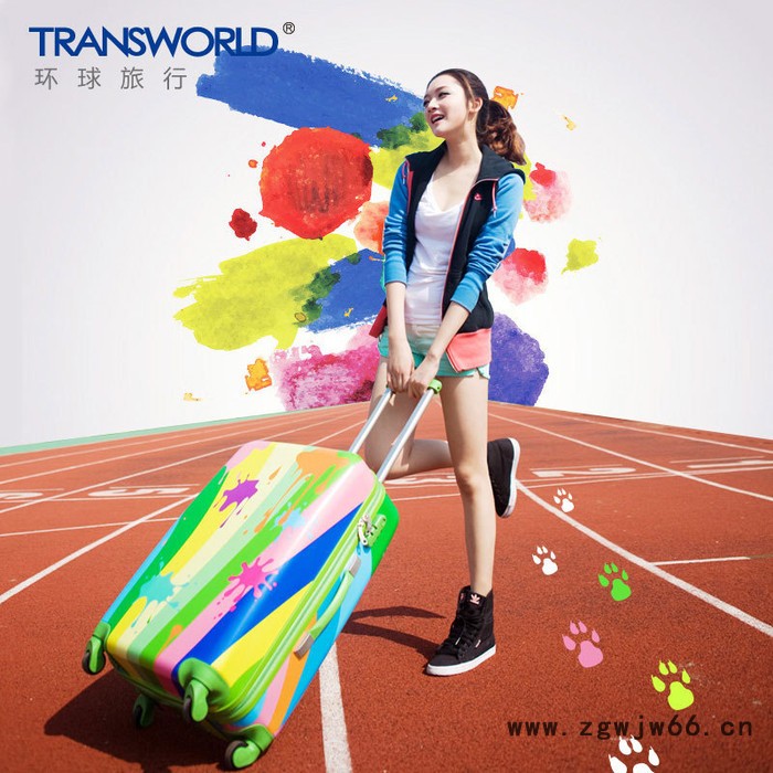 Transworld彩色旅行箱 24寸学生行李箱 万向轮女潮图2