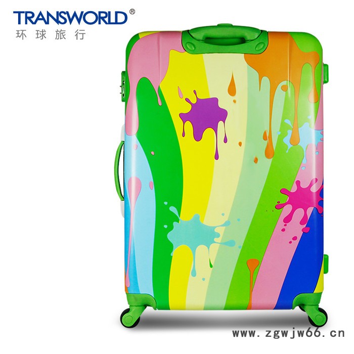 Transworld彩色旅行箱 24寸学生行李箱 万向轮女潮图3