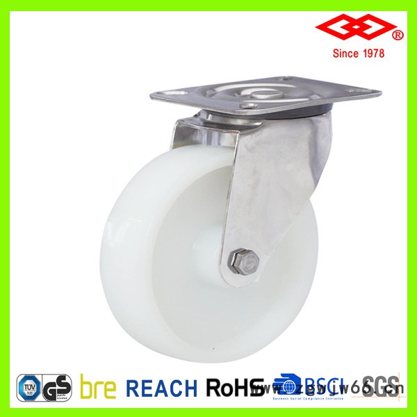 6.4寸顶孔活动不锈钢超级弹力胶万向轮 不锈钢脚轮图4