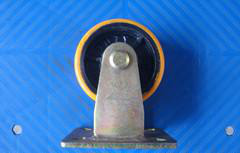 特重型5寸黄色铁心聚胺脂定向轮，工业轮万向轮手推车轮脚轮轮子图3