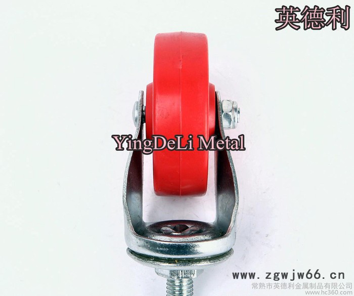 购物车脚轮 4寸pvc红轮 无轴轮子 超市手推车轮子 万向轮图2