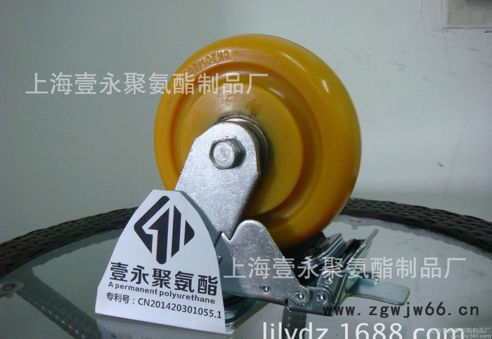 **6寸双刹安全预警聚氨酯脚轮，万向轮，叉车轮图2