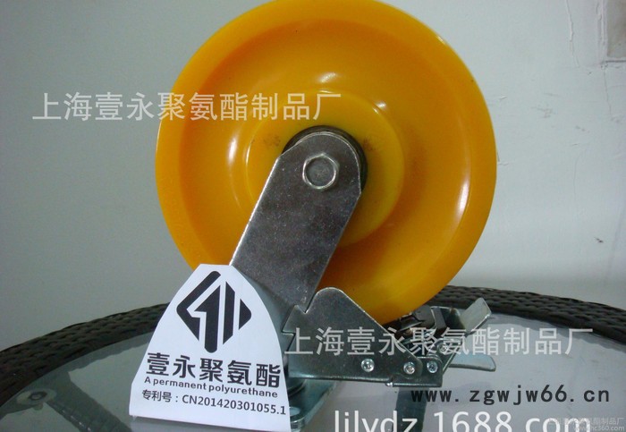 **8寸双刹安全预警聚氨酯脚轮，万向轮，叉车轮图3
