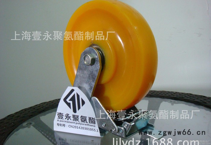 **8寸双刹安全预警聚氨酯脚轮，万向轮，叉车轮图2