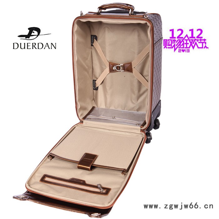 都尔丹万向轮拉杆箱14寸皮箱男女静音亮皮登机箱高端商务行李箱图3