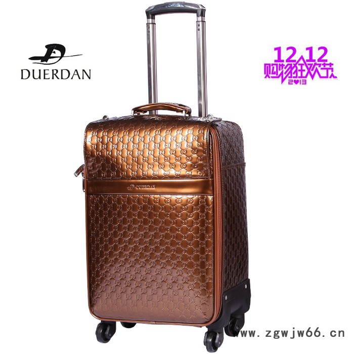 都尔丹万向轮拉杆箱14寸皮箱男女静音亮皮登机箱高端商务行李箱图2
