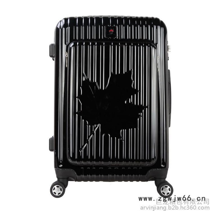 巨龙箱包 厂家定做 黑色/枫叶红万向轮双层拉杆箱 PC材质行李箱20寸/24寸（有现货）图2
